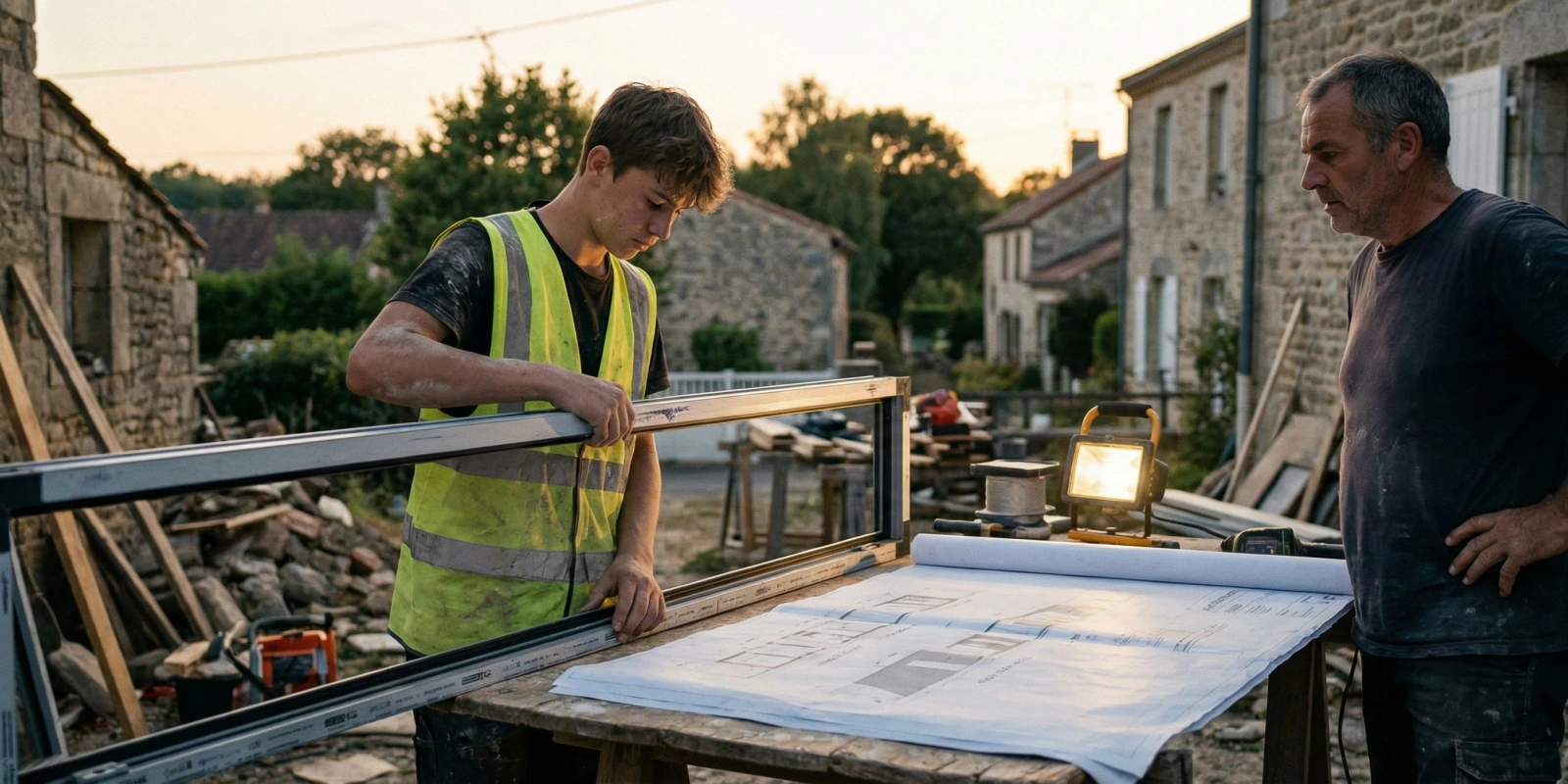 Débouchés et Salaires après le BP Menuisier Aluminium-Verre : Ce qui t'attend vraiment Menuisier aluminium posant une baie vitrée sur un chantier de rénovation